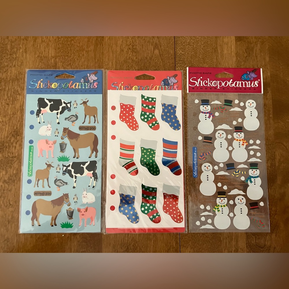 Stickopotamus Stickers Bundle: farm animals, stockings snowman
